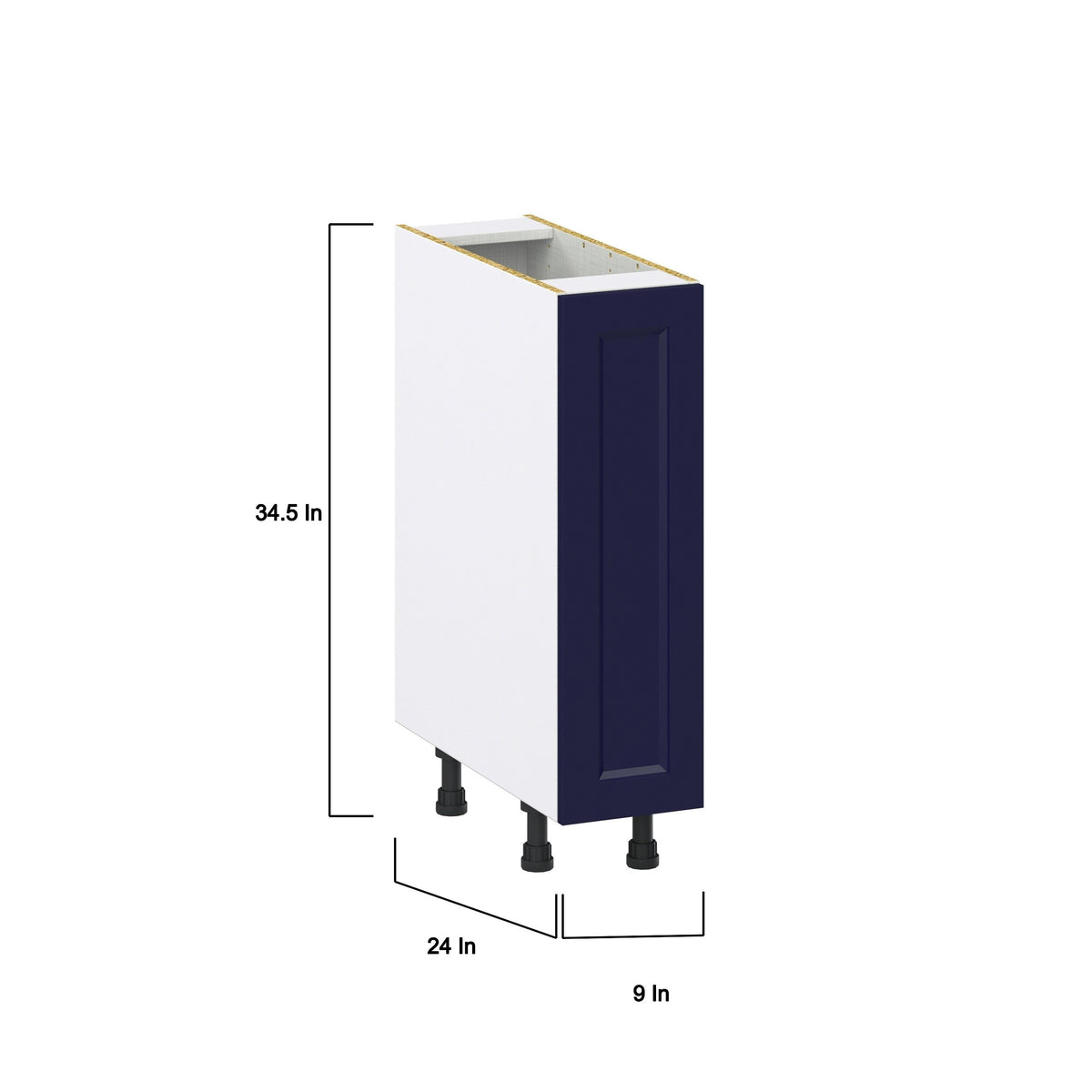 Hugo&Borg Lorette 9-in W x 34.5-in H x 24-in D Navy Blue Base Fully Assembled Cabinet (Recessed Panel Shaker Door Style)