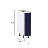 Hugo&Borg Lorette 9-in W x 34.5-in H x 24-in D Navy Blue Base Fully Assembled Cabinet (Recessed Panel Shaker Door Style)