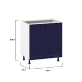 Hugo&Borg Lorette 30-in W x 34.5-in H x 24-in D Navy Blue Base Fully Assembled Cabinet (Recessed Panel Shaker Door Style)