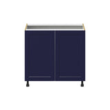 Hugo&Borg Lorette 36-in W x 34.5-in H x 24-in D Navy Blue Base Fully Assembled Cabinet (Recessed Panel Shaker Door Style)