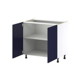 Hugo&Borg Lorette 36-in W x 34.5-in H x 24-in D Navy Blue Base Fully Assembled Cabinet (Recessed Panel Shaker Door Style)
