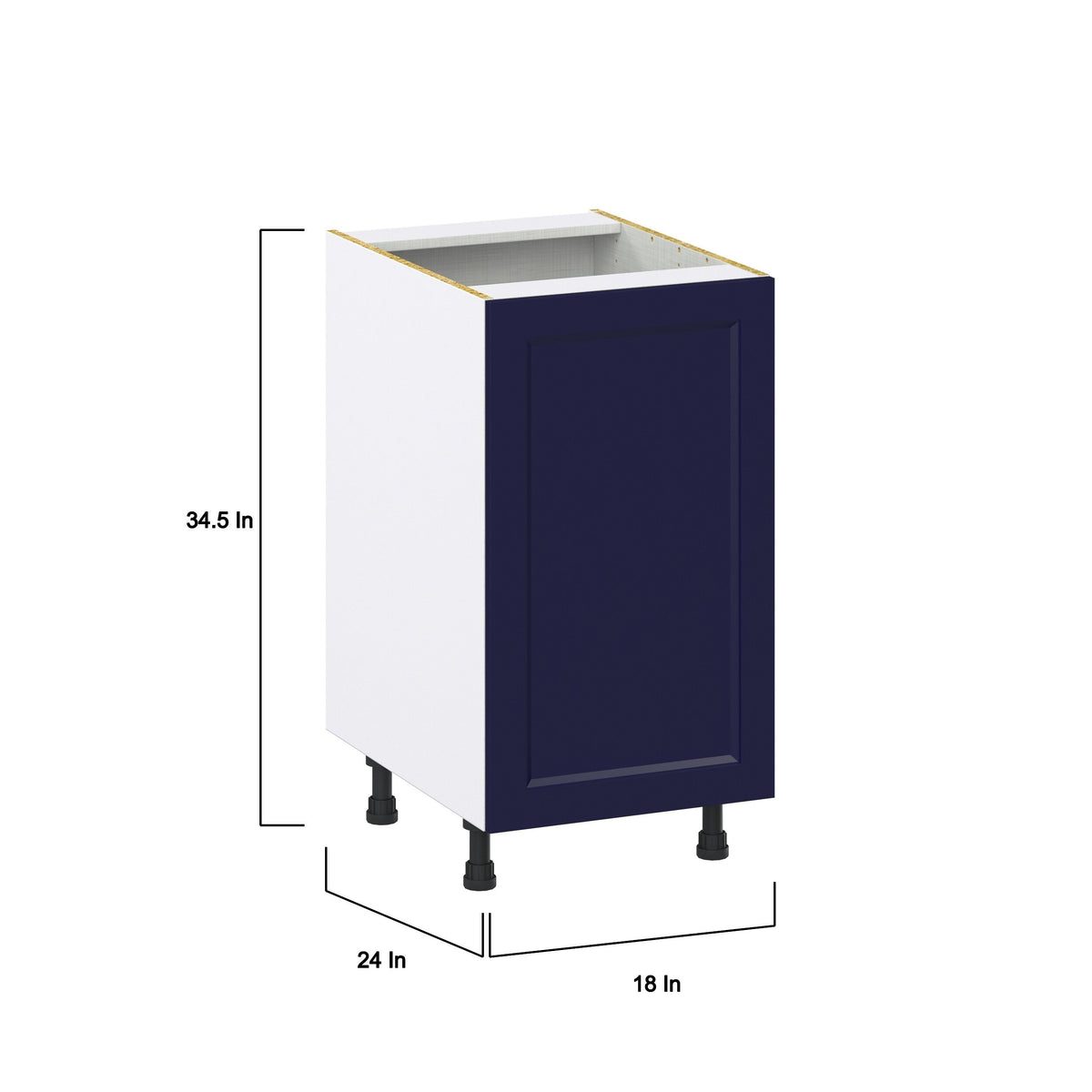 Hugo&Borg Lorette 18-in W x 34.5-in H x 24-in D Navy Blue 3-Drawers Base Fully Assembled Cabinet (Recessed Panel Shaker Style)