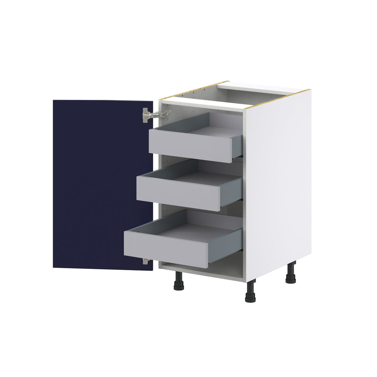 Hugo&Borg Lorette 18-in W x 34.5-in H x 24-in D Navy Blue 3-Drawers Base Fully Assembled Cabinet (Recessed Panel Shaker Style)