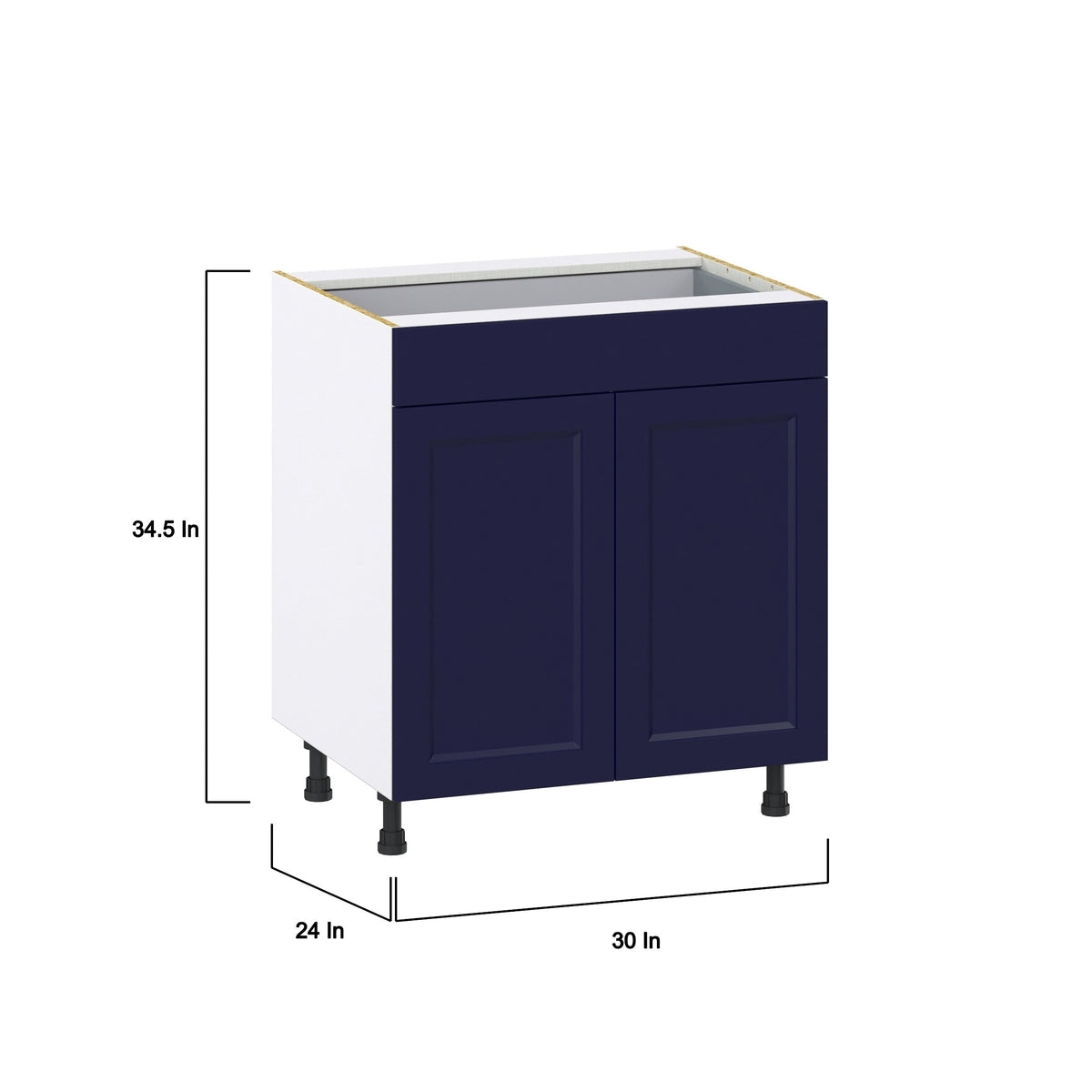 Hugo&Borg Lorette 30-in W x 34.5-in H x 24-in D Navy Blue 1-Drawer Base Fully Assembled Cabinet (Recessed Panel Shaker Style)