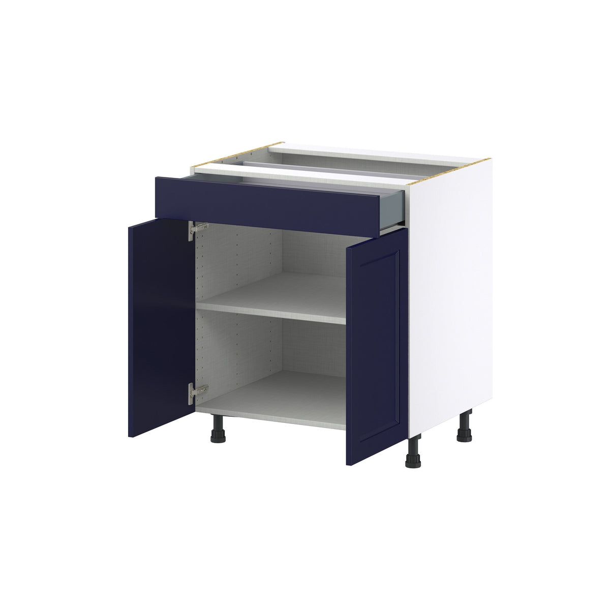 Hugo&Borg Lorette 30-in W x 34.5-in H x 24-in D Navy Blue 1-Drawer Base Fully Assembled Cabinet (Recessed Panel Shaker Style)