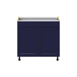 Hugo&Borg Lorette 36-in W x 34.5-in H x 24-in D Navy Blue 1-Drawer Base Fully Assembled Cabinet (Recessed Panel Shaker Style)
