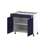 Hugo&Borg Lorette 36-in W x 34.5-in H x 24-in D Navy Blue 1-Drawer Base Fully Assembled Cabinet (Recessed Panel Shaker Style)