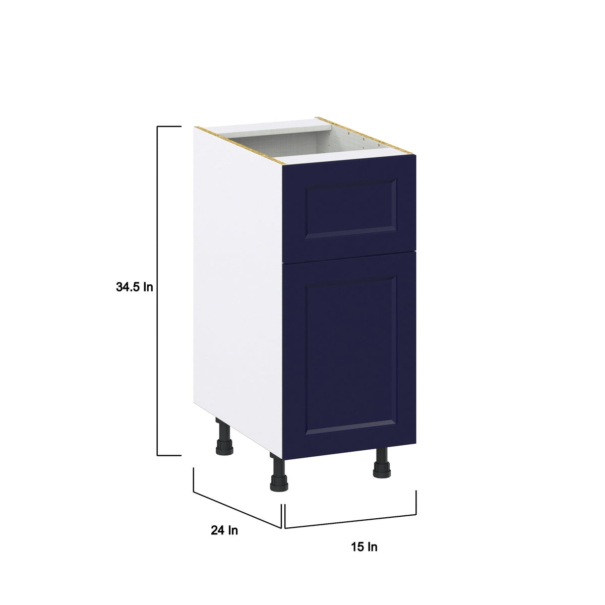 Hugo&Borg Lorette 15-in W x 34.5-in H x 24-in D Navy Blue 1-Drawer Base Fully Assembled Cabinet (Recessed Panel Shaker Style)