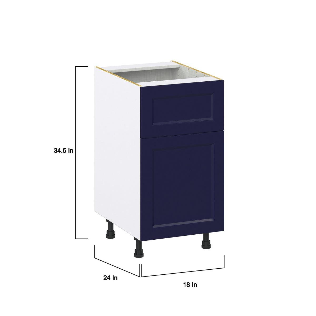 Hugo&Borg Lorette 18-in W x 34.5-in H x 24-in D Navy Blue 1-Drawer Base Fully Assembled Cabinet (Recessed Panel Shaker Style)