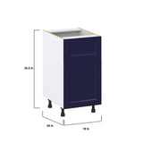 Hugo&Borg Lorette 18-in W x 34.5-in H x 24-in D Navy Blue 1-Drawer Base Fully Assembled Cabinet (Recessed Panel Shaker Style)