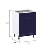 Hugo&Borg Lorette 24-in W x 34.5-in H x 24-in D Navy Blue 1-Drawer Base Fully Assembled Cabinet (Recessed Panel Shaker Style)