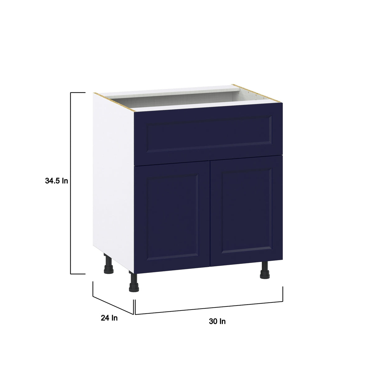 Hugo&Borg Lorette 30-in W x 34.5-in H x 24-in D Navy Blue 1-Drawer Base Fully Assembled Cabinet (Recessed Panel Shaker Style)