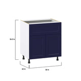 Hugo&Borg Lorette 30-in W x 34.5-in H x 24-in D Navy Blue 1-Drawer Base Fully Assembled Cabinet (Recessed Panel Shaker Style)