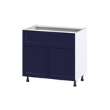 Hugo&Borg Lorette 36-in W x 34.5-in H x 24-in D Navy Blue 1-Drawer Base Fully Assembled Cabinet (Recessed Panel Shaker Style)