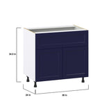 Hugo&Borg Lorette 36-in W x 34.5-in H x 24-in D Navy Blue 1-Drawer Base Fully Assembled Cabinet (Recessed Panel Shaker Style)