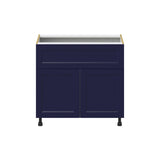 Hugo&Borg Lorette 36-in W x 34.5-in H x 24-in D Navy Blue 1-Drawer Base Fully Assembled Cabinet (Recessed Panel Shaker Style)