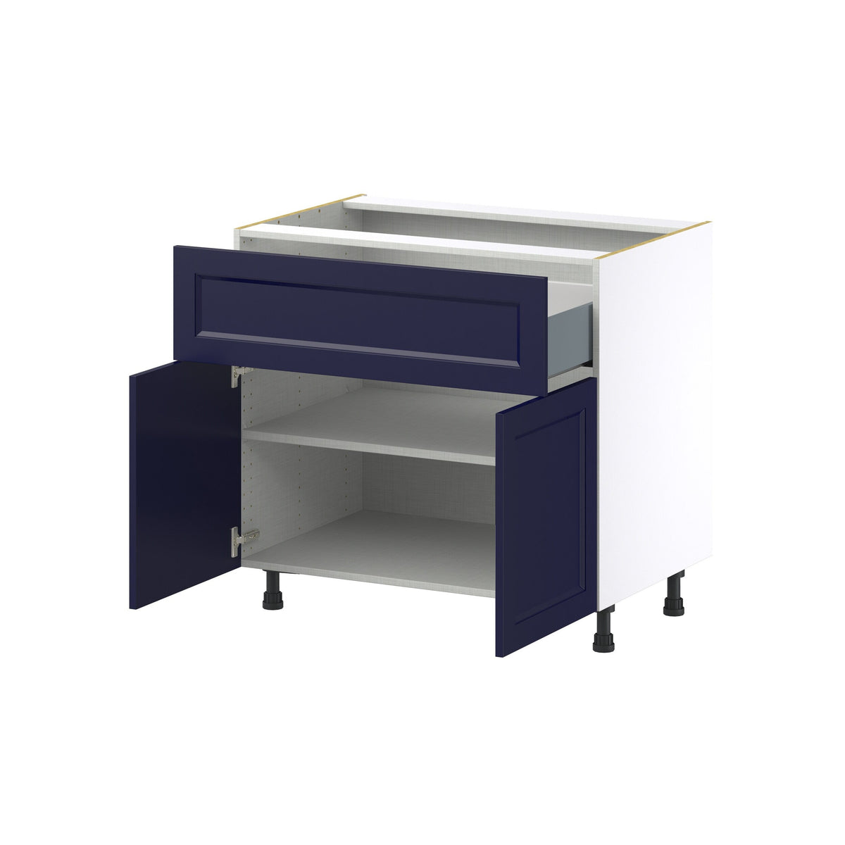 Hugo&Borg Lorette 36-in W x 34.5-in H x 24-in D Navy Blue 1-Drawer Base Fully Assembled Cabinet (Recessed Panel Shaker Style)