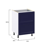 Hugo&Borg Lorette 24-in W x 34.5-in H x 24-in D Navy Blue 2-Drawer Base Fully Assembled Cabinet