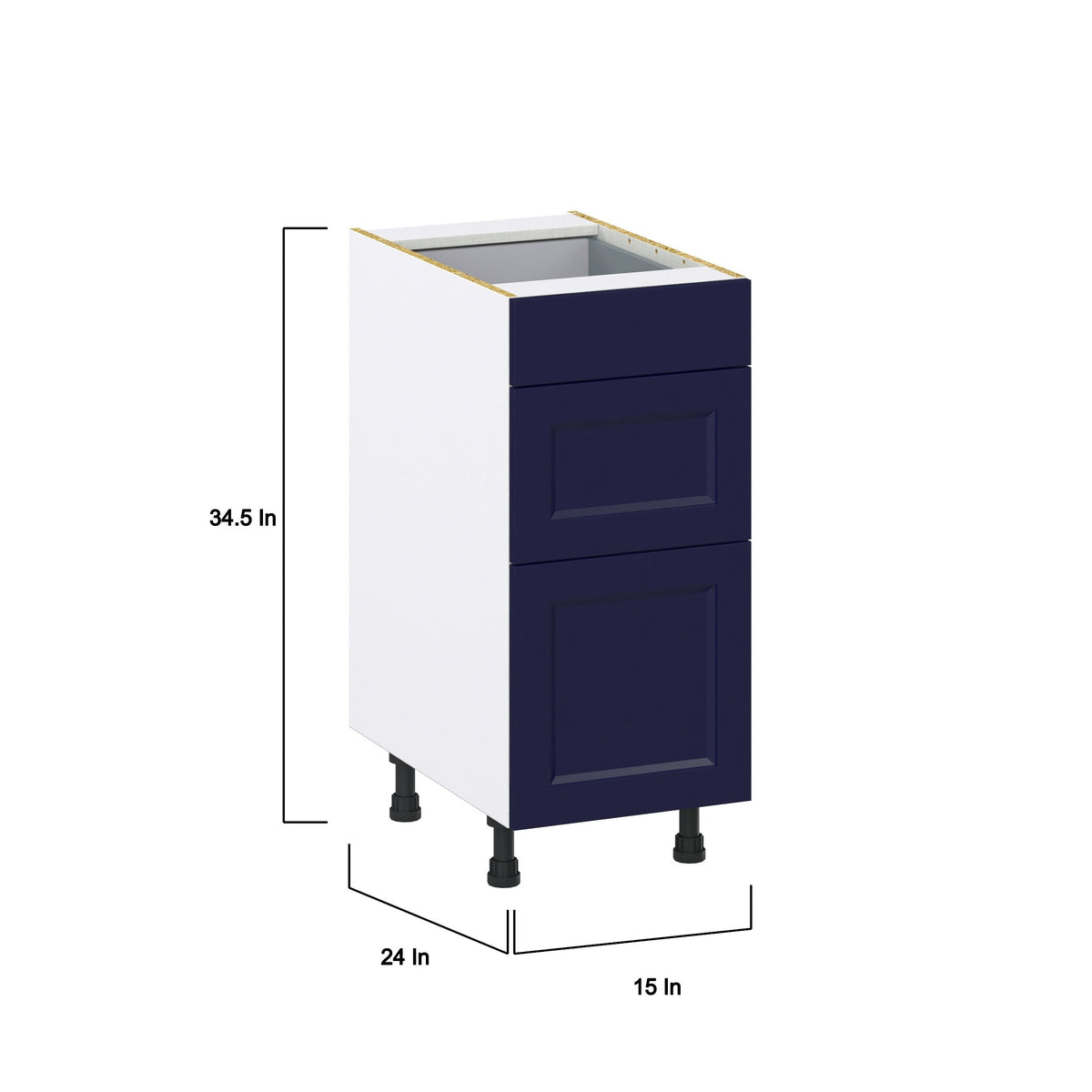 Hugo&Borg Lorette 15-in W x 34.5-in H x 25-in D Navy Blue 3-Drawer Base Fully Assembled Cabinet