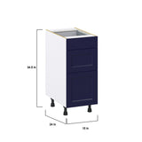 Hugo&Borg Lorette 15-in W x 34.5-in H x 25-in D Navy Blue 3-Drawer Base Fully Assembled Cabinet