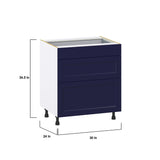 Hugo&Borg Lorette 30-in W x 34.5-in H x 25-in D Navy Blue 3-Drawer Base Fully Assembled Cabinet