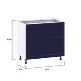 Hugo&Borg Lorette 36-in W x 34.5-in H x 25-in D Navy Blue 3-Drawer Base Fully Assembled Cabinet