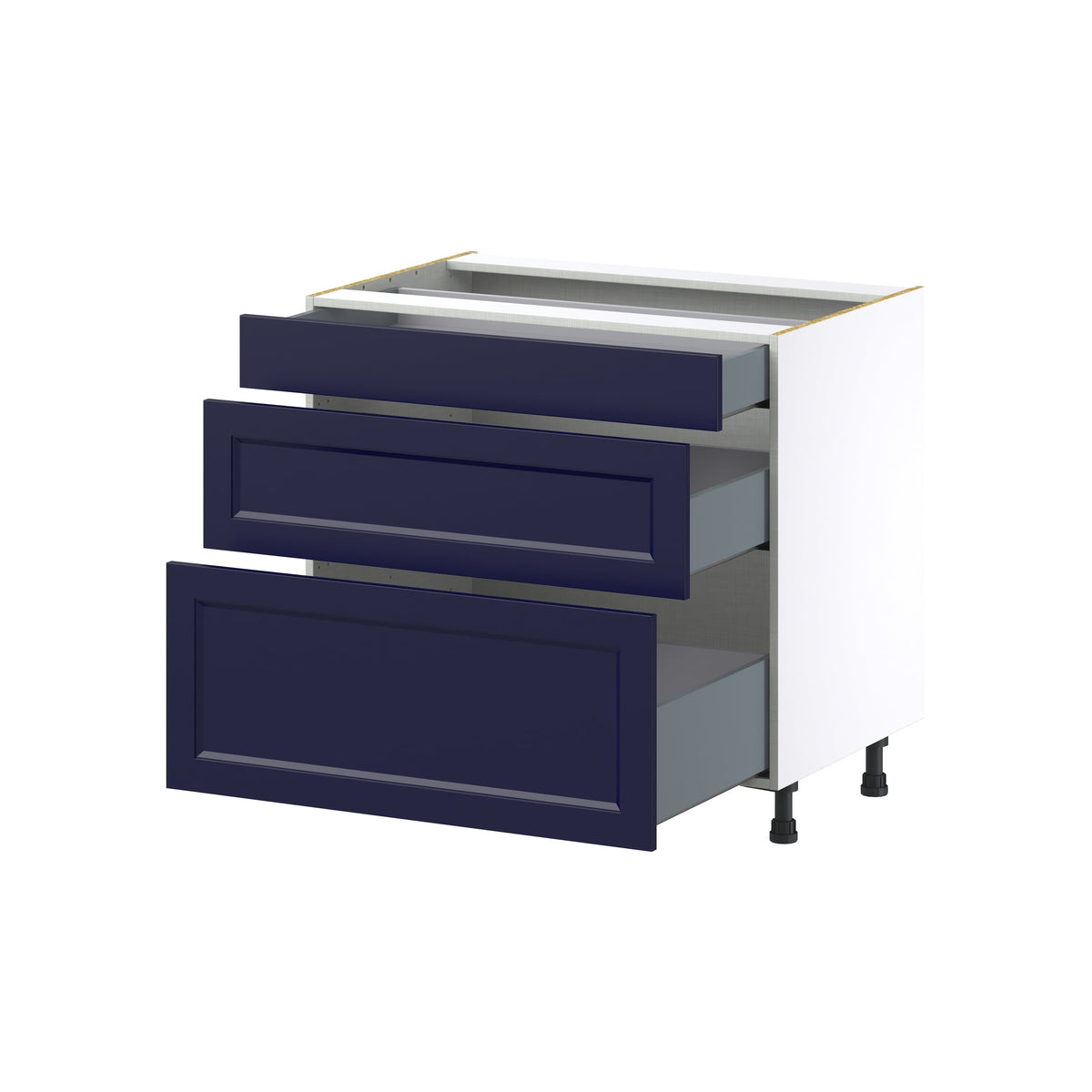 Hugo&Borg Lorette 36-in W x 34.5-in H x 25-in D Navy Blue 3-Drawer Base Fully Assembled Cabinet