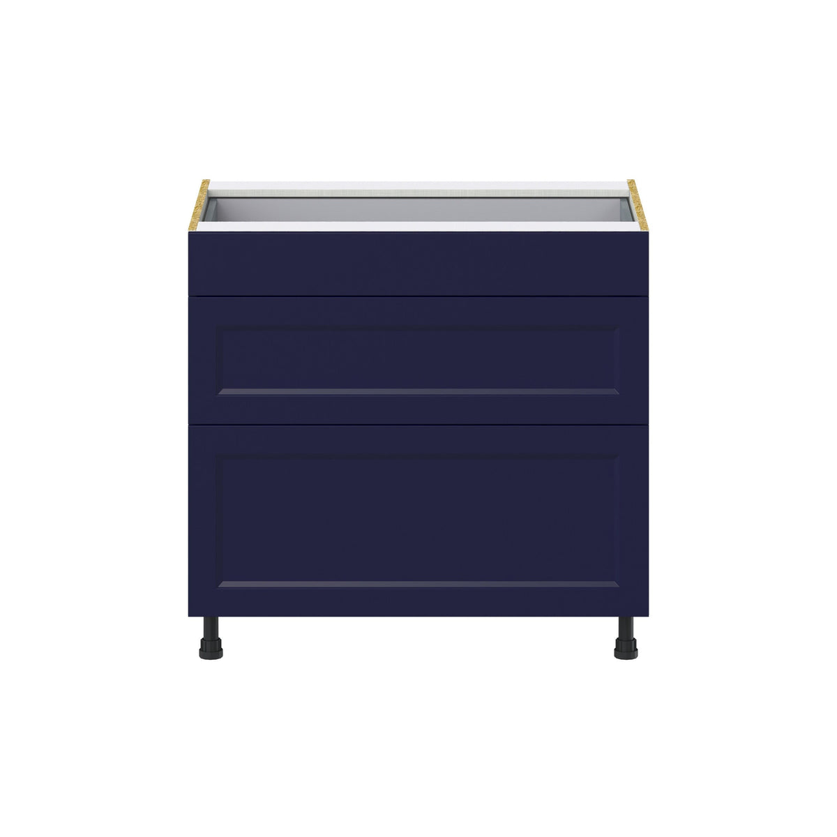 Hugo&Borg Lorette 36-in W x 34.5-in H x 25-in D Navy Blue 3-Drawer Base Fully Assembled Cabinet