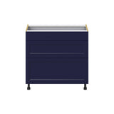 Hugo&Borg Lorette 36-in W x 34.5-in H x 25-in D Navy Blue 3-Drawer Base Fully Assembled Cabinet