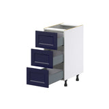 Hugo&Borg Lorette 15-in W x 34.5-in H x 24-in D Navy Blue 3-Drawer Base Fully Assembled Cabinet