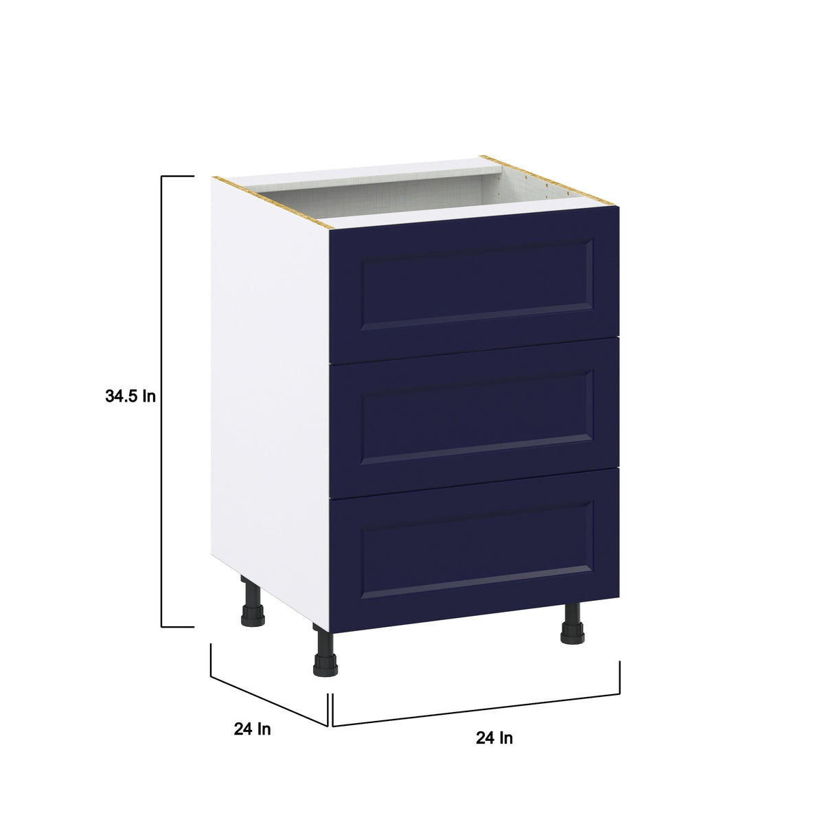 Hugo&Borg Lorette 24-in W x 34.5-in H x 24-in D Navy Blue 3-Drawer Base Fully Assembled Cabinet