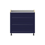 Hugo&Borg Lorette 36-in W x 34.5-in H x 24-in D Navy Blue 3-Drawer Base Fully Assembled Cabinet