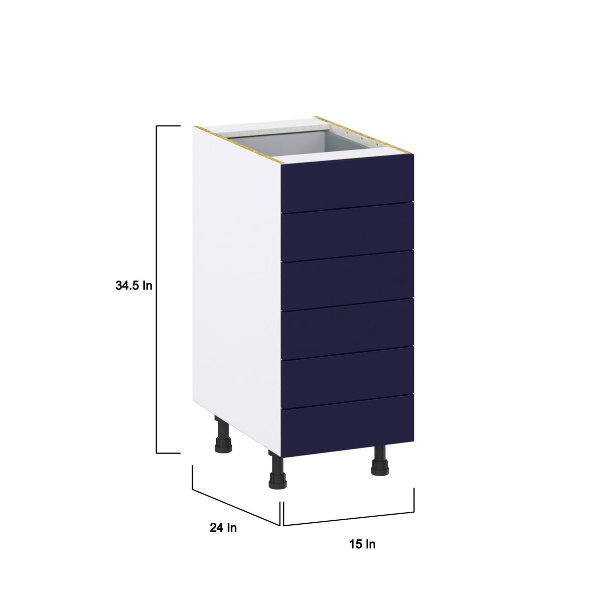 Hugo&Borg Lorette 15-in W x 34.5-in H x 24-in D Navy Blue 6-Drawer Base Fully Assembled Cabinet