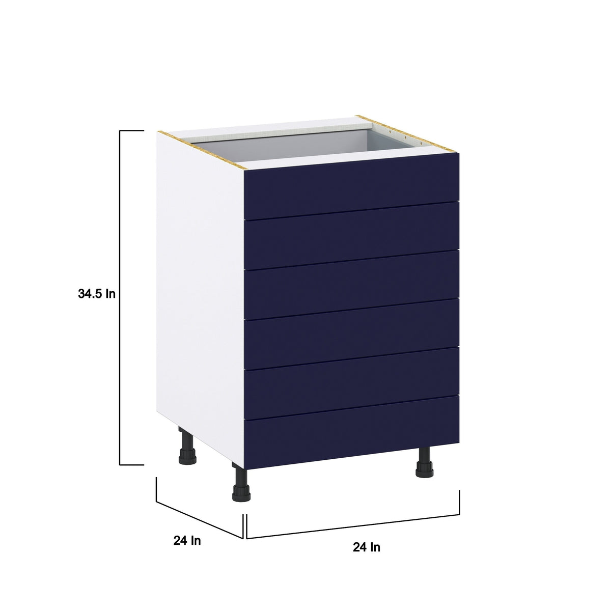 Hugo&Borg Lorette 24-in W x 34.5-in H x 24-in D Navy Blue 6-Drawer Base Fully Assembled Cabinet