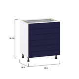 Hugo&Borg Lorette 30-in W x 34.5-in H x 24-in D Navy Blue 6-Drawer Base Fully Assembled Cabinet