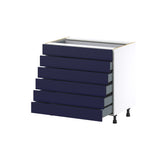Hugo&Borg Lorette 36-in W x 34.5-in H x 24-in D Navy Blue 6-Drawer Base Fully Assembled Cabinet