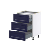 Hugo&Borg Lorette 24-in W x 34.5-in H x 25-in D Navy Blue 3-Drawer Base Fully Assembled Cabinet