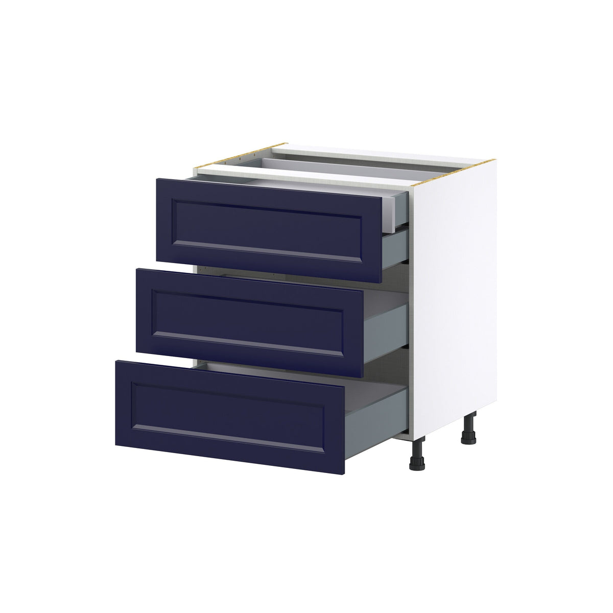 Hugo&Borg Lorette 30-in W x 34.5-in H x 25-in D Navy Blue 3-Drawer Base Fully Assembled Cabinet
