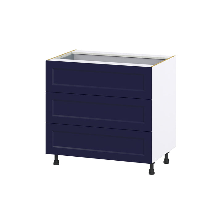 Hugo&Borg Lorette 36-in W x 34.5-in H x 25-in D Navy Blue 3-Drawer Base Fully Assembled Cabinet