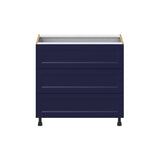 Hugo&Borg Lorette 36-in W x 34.5-in H x 25-in D Navy Blue 3-Drawer Base Fully Assembled Cabinet