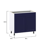Hugo&Borg Lorette 36-in W x 34.5-in H x 24-in D Navy Blue Sink Base Fully Assembled Cabinet (Recessed Panel Shaker Style)