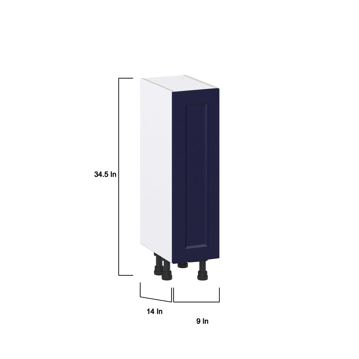 Hugo&Borg Lorette 9-in W x 34.5-in H x 14-in D Navy Blue Base Fully Assembled Cabinet (Recessed Panel Shaker Door Style)