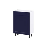Hugo&Borg Lorette 24-in W x 34.5-in H x 14-in D Navy Blue 1-Drawer Base Fully Assembled Cabinet (Recessed Panel Shaker Style)