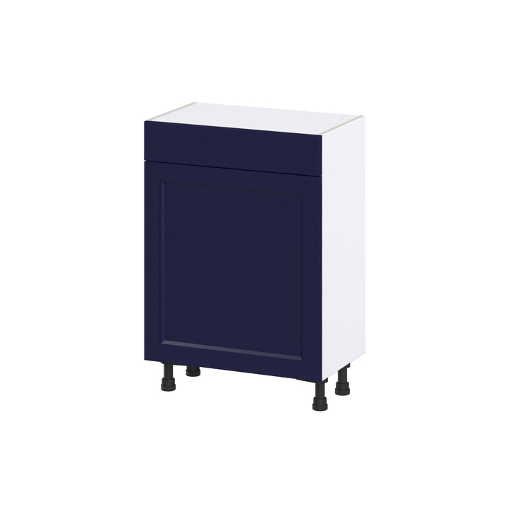 Hugo&Borg Lorette 24-in W x 34.5-in H x 14-in D Navy Blue 1-Drawer Base Fully Assembled Cabinet (Recessed Panel Shaker Style)
