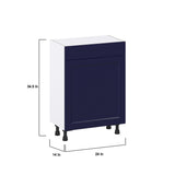 Hugo&Borg Lorette 24-in W x 34.5-in H x 14-in D Navy Blue 1-Drawer Base Fully Assembled Cabinet (Recessed Panel Shaker Style)