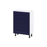 Hugo&Borg Lorette 24-in W x 34.5-in H x 14-in D Navy Blue 2-Drawers Base Fully Assembled Cabinet (Recessed Panel Shaker Style)