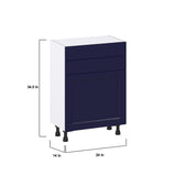 Hugo&Borg Lorette 24-in W x 34.5-in H x 14-in D Navy Blue 2-Drawers Base Fully Assembled Cabinet (Recessed Panel Shaker Style)