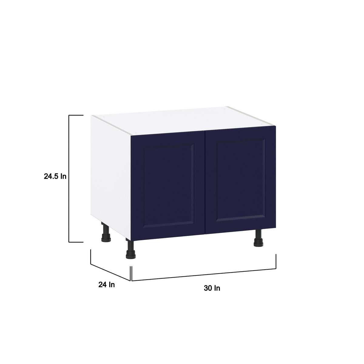 Hugo&Borg Lorette 30-in W x 24.5-in H x 24-in D Navy Blue Sink Base Fully Assembled Cabinet (Recessed Panel Shaker Style)