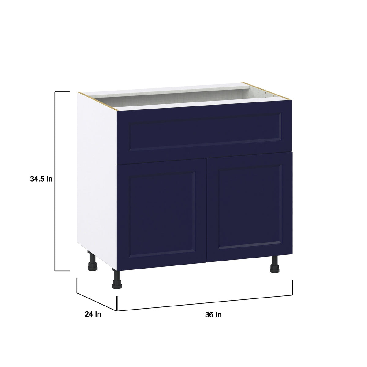 Hugo&Borg Lorette 36-in W x 34.5-in H x 24-in D Navy Blue 1-Drawer Base Fully Assembled Cabinet (Recessed Panel Shaker Style)