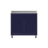 Hugo&Borg Lorette 36-in W x 34.5-in H x 24-in D Navy Blue 1-Drawer Base Fully Assembled Cabinet (Recessed Panel Shaker Style)